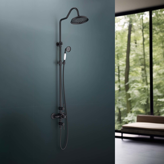 Душевая стойка с термостатом Aquatek Классик AQ2563MB, чёрный матовый, Цвет производителя: чёрный матовый - фото 4