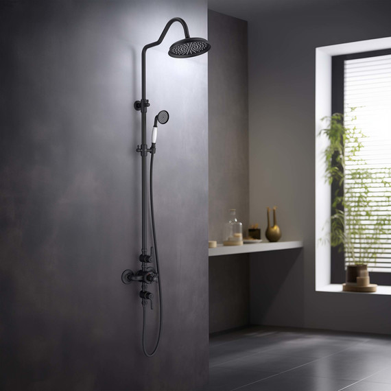 Душевая стойка с термостатом Aquatek Классик AQ2563MB, чёрный матовый, Цвет производителя: чёрный матовый - фото 5