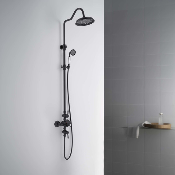 Душевая стойка с термостатом Aquatek Классик AQ2563MB, чёрный матовый, Цвет производителя: чёрный матовый - фото 6