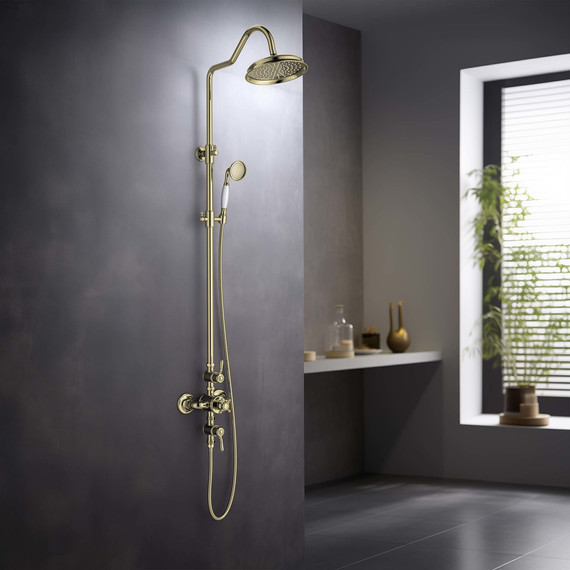 Душевая стойка с термостатом Aquatek Классик AQ2563PG, золото, Цвет производителя: золото - фото 4