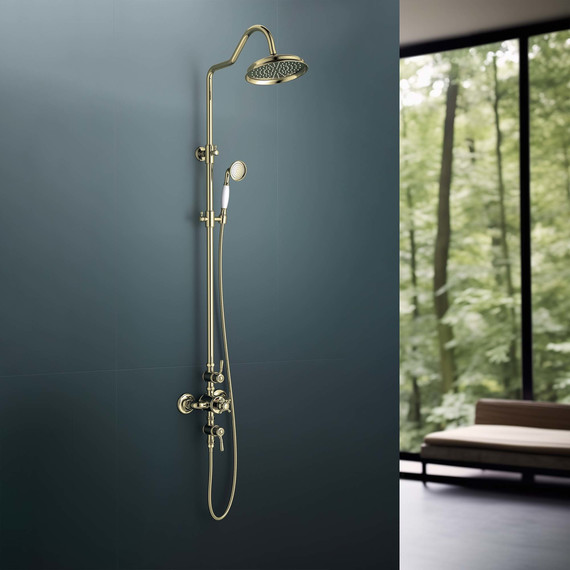 Душевая стойка с термостатом Aquatek Классик AQ2563PG, золото, Цвет производителя: золото - фото 9