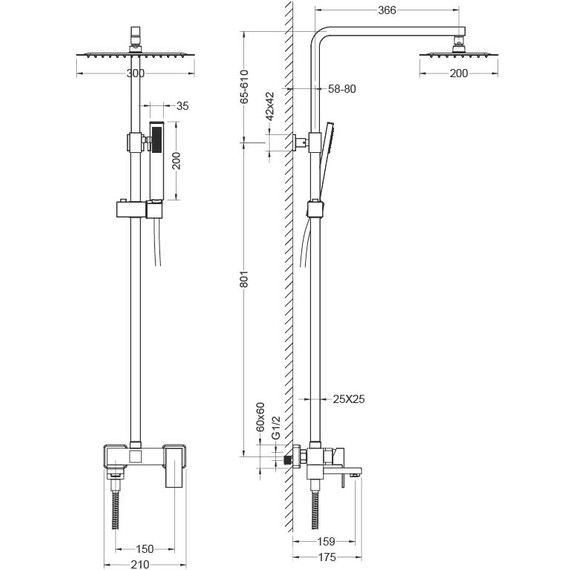 Душевая стойка Aquatek Либра AQ2640MB, чёрный матовый, Цвет производителя: чёрный матовый - фото 6