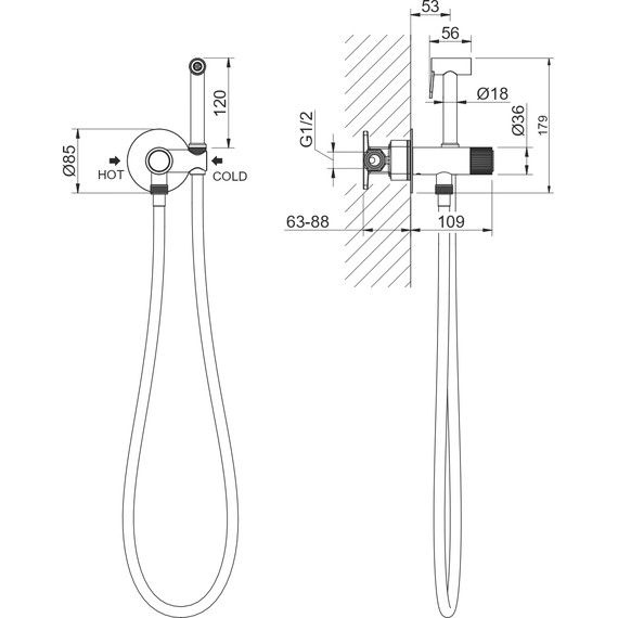 Набор для гигиенического душа Aquatek Бетта AQ1023CR (со скрытой частью) - фото 5