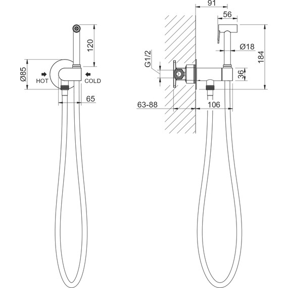 Гигиенический душ Aquatek Оберон AQ1024MB (со скрытой частью) чёрный матовый - фото 5