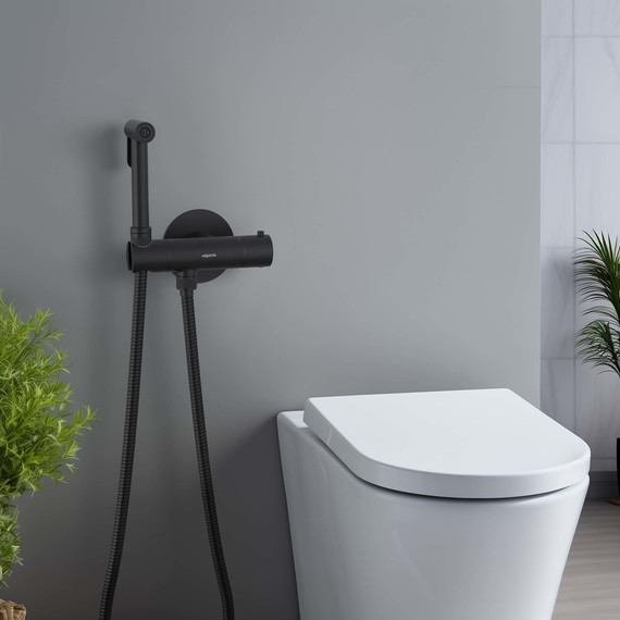 Набор для гигиенического душа Aquatek Оберон AQ1027MB (со скрытой частью) чёрный матовый - фото 7