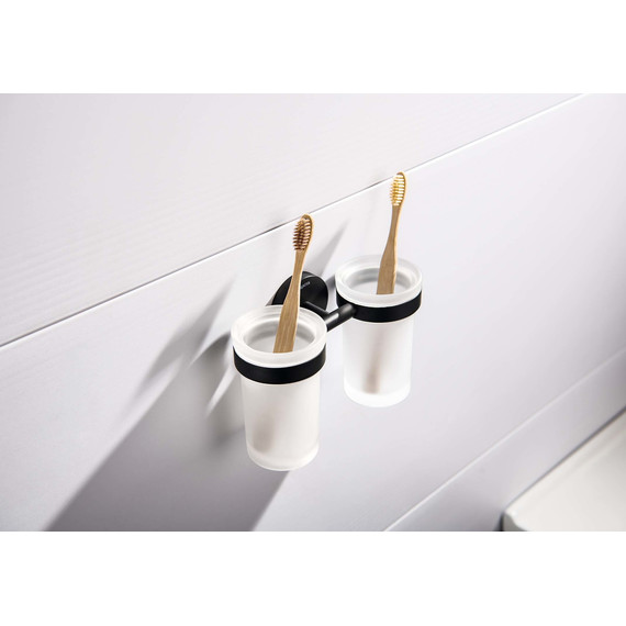 Двойной стакан для зубных щеток Aquatek Европа AQ4117MB, цвет чёрный матовый - фото 4