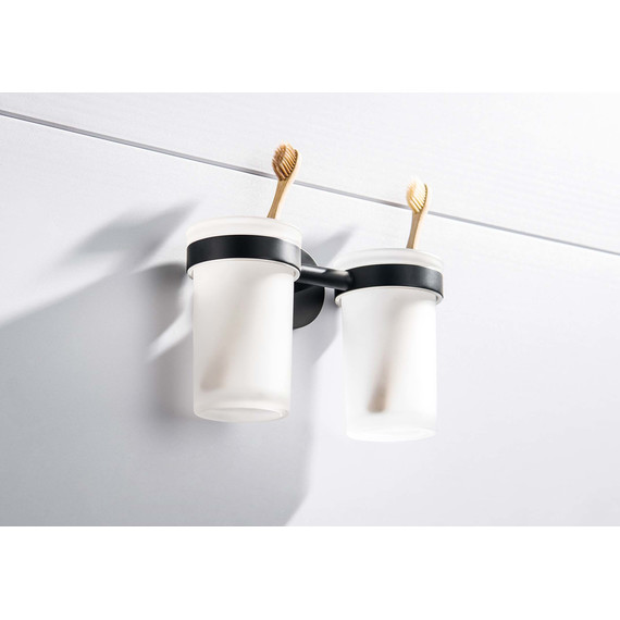 Двойной стакан для зубных щеток Aquatek Европа AQ4117MB, цвет чёрный матовый - фото 3