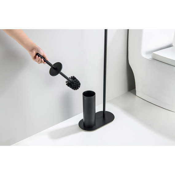 Ёршик для унитаза с держателем для туалетной бумаги Aquatek Оберон AQ4231MB, цвет чёрный матовый - фото 5