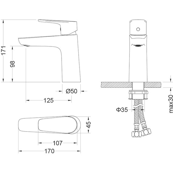 Набор смесителей 3 в 1 для ванны с коротким изливом Aquatek Бетта AQ1130MB, чёрный матовый, Цвет производителя: чёрный матовый - фото, картинка 5 Набор смесителей 3 в 1 для ванны с коротким изливом Aquatek Бетта AQ1130MB, чёрный матовый, Цвет производителя: чёрный матовый - фото 5