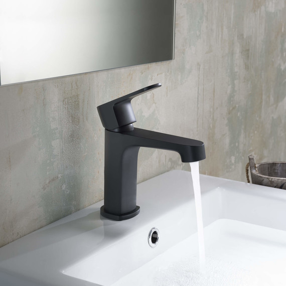 Набор смесителей 3 в 1 для ванны с коротким изливом Aquatek Оберон AQ1230MB, чёрный матовый, Цвет производителя: чёрный матовый - фото 5