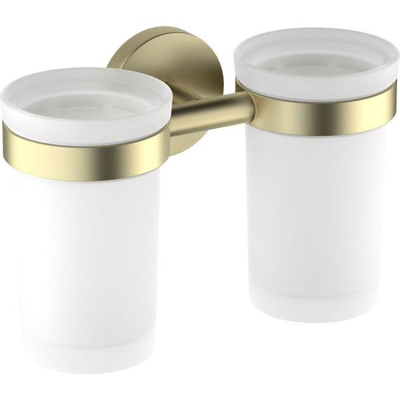 Стакан двойной для зубных щеток Aquatek Европа AQ4117BG, цвет золото шлифованное - фото 2