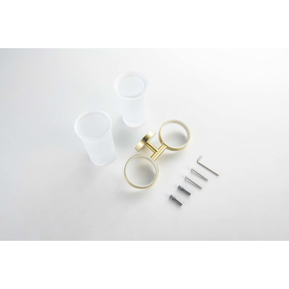 Стакан двойной для зубных щеток Aquatek Европа AQ4117BG, цвет золото шлифованное - фото 3