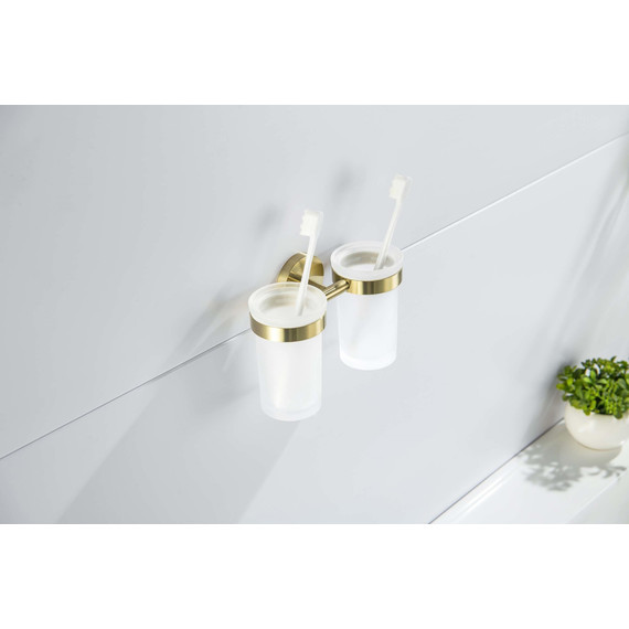 Стакан двойной для зубных щеток Aquatek Европа AQ4117BG, цвет золото шлифованное - фото 4