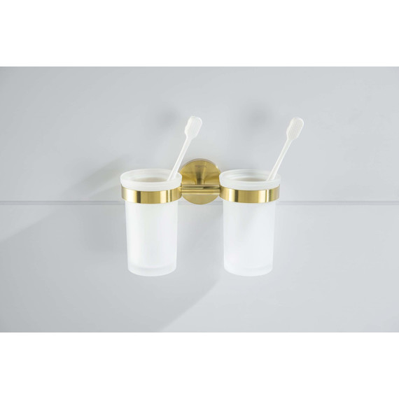 Стакан двойной для зубных щеток Aquatek Европа AQ4117BG, цвет золото шлифованное - фото 5