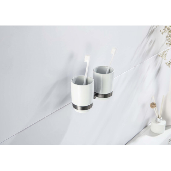 Стакан двойной для зубных щеток Aquatek Бетта AQ4617BGM, цвет оружейная сталь - фото 4