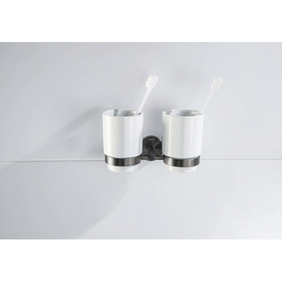 Стакан двойной для зубных щеток Aquatek Бетта AQ4617BGM, цвет оружейная сталь - фото 5