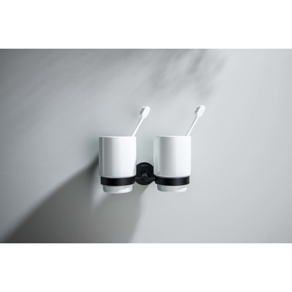 Двойной стакан для зубных щеток Aquatek Бетта AQ4617MB, цвет чёрный матовый - фото 4