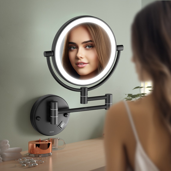 Зеркало косметическое настенное Aquatek  AQ4912MB, цвет чёрный матовый - фото 10