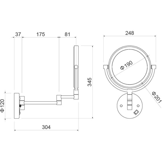 Зеркало косметическое настенное Aquatek  AQ4915MB, цвет чёрный матовый - фото 8