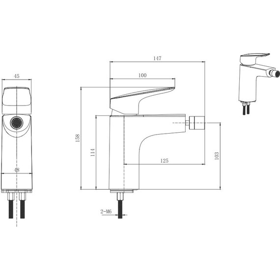 Смеситель для биде Aquatek Вега AQ1018MB, чёрный матовый, Цвет производителя: чёрный матовый - фото 4
