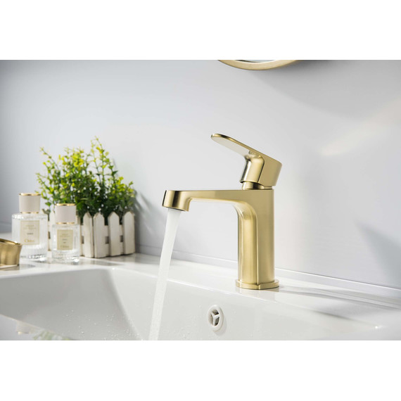 Смеситель для раковины Aquatek Оберон AQ1210BG, золото шлифованное, Цвет производителя: золото шлифованное - фото 2