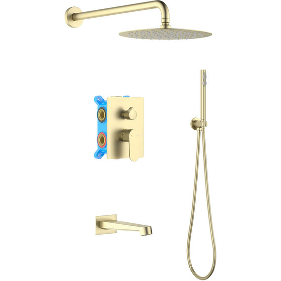 Душевая система для ванны Aquatek Оберон AQ1273BG (со скрытой частью) золото шлифованное, Цвет производителя: золото шлифованное - фото 2