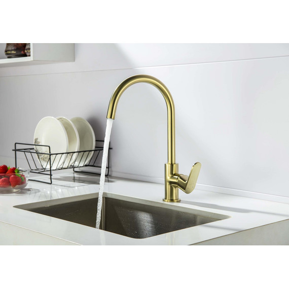 Смеситель для кухни Aquatek Оберон AQ1282BG, золото шлифованное, Цвет производителя: золото шлифованное - фото 5