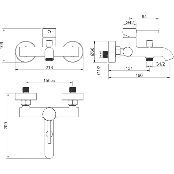 Смеситель для ванны Aquatek Европа AQ1340BGM, оружейная сталь, Цвет производителя: оружейная сталь - фото 3