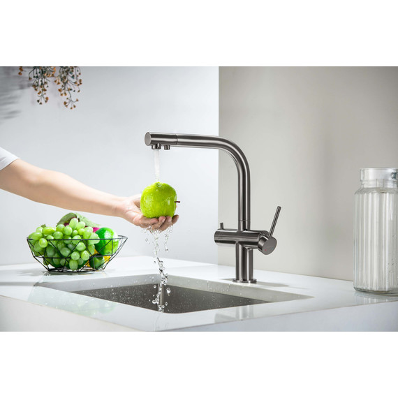 Смеситель для кухни Aquatek Европа AQ1385BGM, оружейная сталь, Цвет производителя: оружейная сталь - фото 4