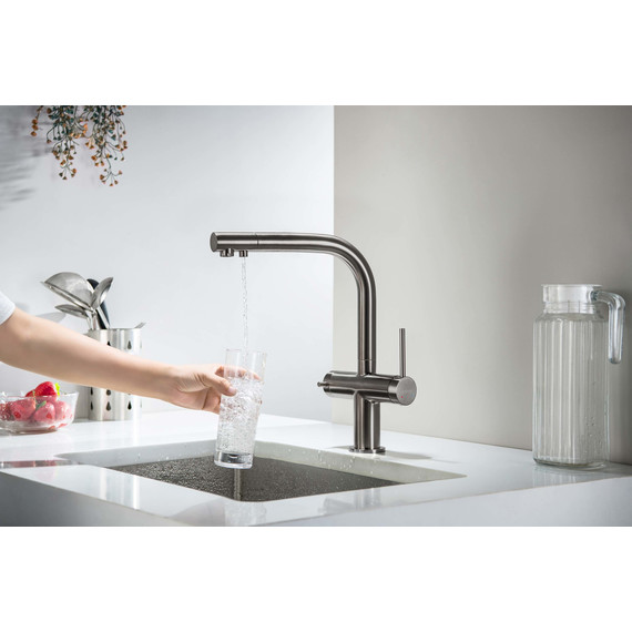 Смеситель для кухни Aquatek Европа AQ1385BGM, оружейная сталь, Цвет производителя: оружейная сталь - фото 5