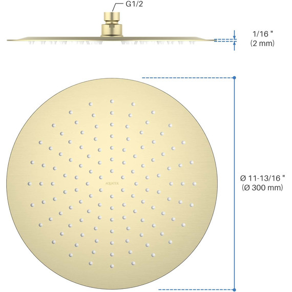 Верхний душ Aquatek 300x300 AQ2075BG, золото шлифованное - фото 8