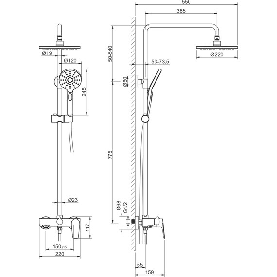 Душевая стойка Aquatek Бетта AQ2140BGM, оружейная сталь, Цвет производителя: оружейная сталь - фото 4