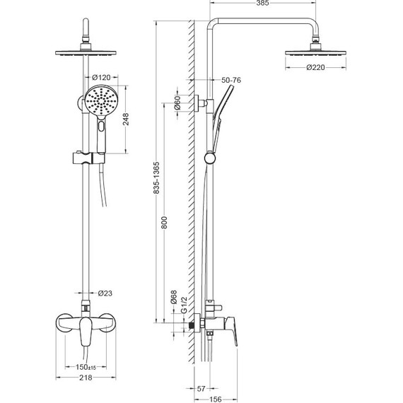 Душевая стойка Aquatek Бетта AQ2160BGM, оружейная сталь, Цвет производителя: оружейная сталь - фото 3