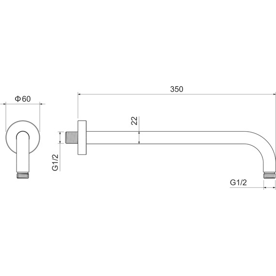Кронштейн стеновой для верхнего душа Aquatek 350 мм AQ2174BG, золото шлифованное - фото 4
