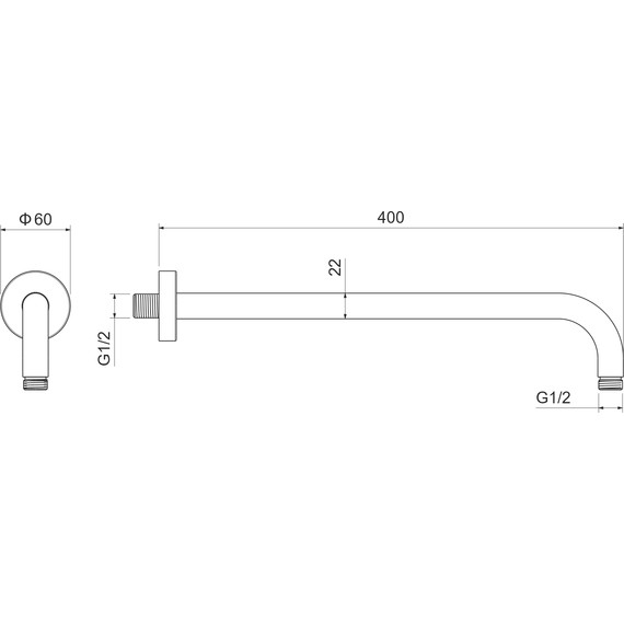 Кронштейн стеновой для верхнего душа Aquatek 400 мм AQ2176BG, золото шлифованное - фото 4
