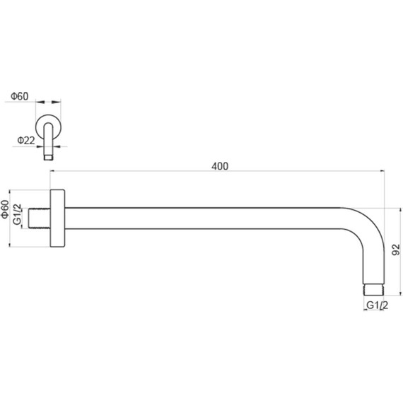 Кронштейн стеновой для верхнего душа Aquatek 400 мм AQ2176BGM, оружейная сталь - фото 3