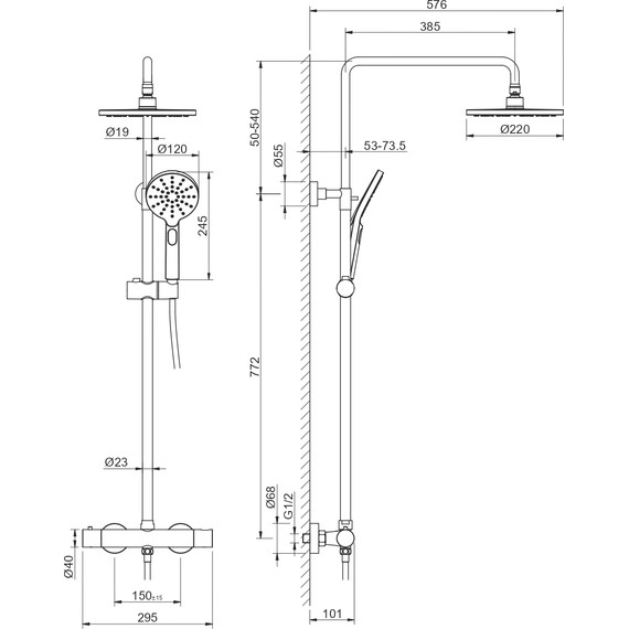 Душевая стойка с термостатом Aquatek Европа AQ2343BG, золото шлифованное, Цвет производителя: золото шлифованное - фото 4