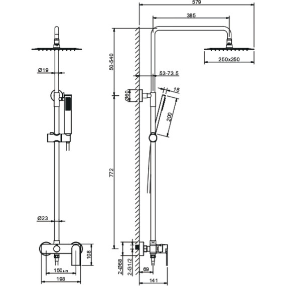 Душевая стойка Aquatek Лира AQ2465MB, чёрный матовый, Цвет производителя: чёрный матовый - фото 3