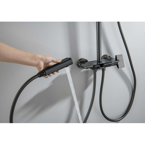 Душевая стойка Aquatek Поларис AQ3040BGM (с гигиеническим душем) оружейная сталь, Цвет производителя: оружейная сталь - фото 13