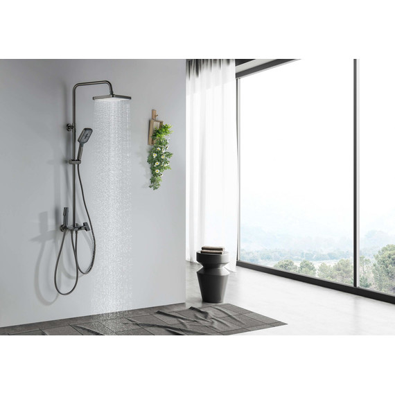 Душевая стойка Aquatek Поларис AQ3040BGM (с гигиеническим душем) оружейная сталь, Цвет производителя: оружейная сталь - фото 14