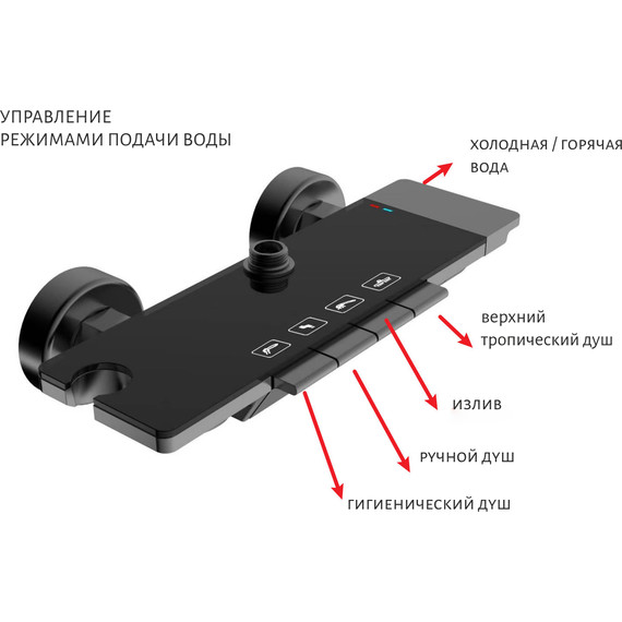 Душевая стойка Aquatek Поларис AQ3040BGM (с гигиеническим душем) оружейная сталь, Цвет производителя: оружейная сталь - фото 2