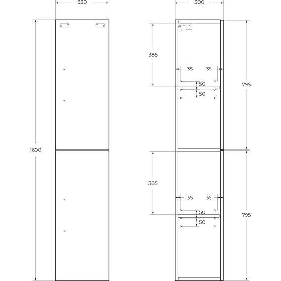 Пенал подвесной BelBagno AURORA-1600-2A-SC-BL-P-L 35 см, левый, Bianco Lucido - фото, картинка 4 Пенал подвесной BelBagno AURORA-1600-2A-SC-BL-P-L 35 см, левый, Bianco Lucido - фото 4