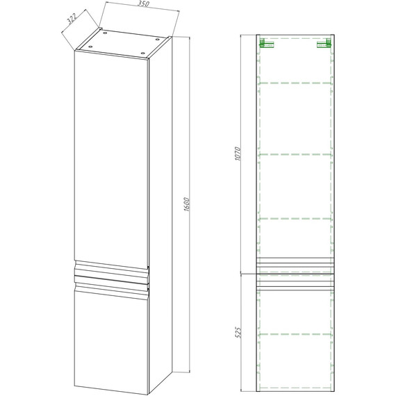 Пенал подвесной Aquatek 35 см AQ70035L-LC, капучино светлый - фото 3