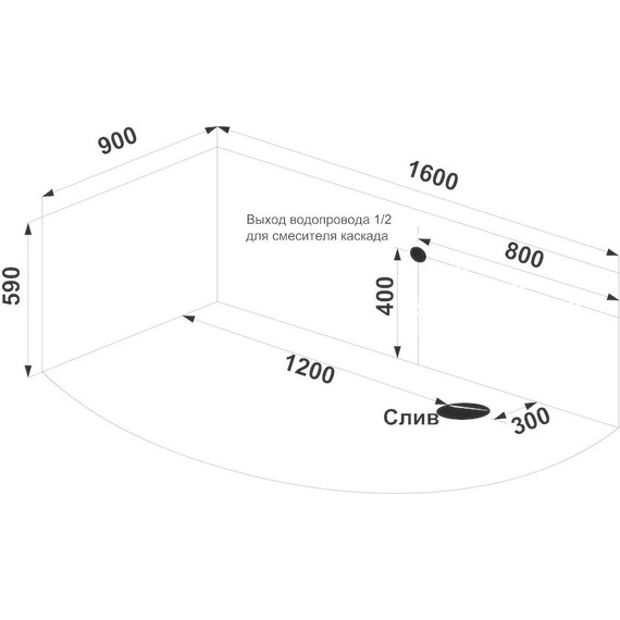 Ванна акриловая Bas Сагра 160x90 R - фото 8