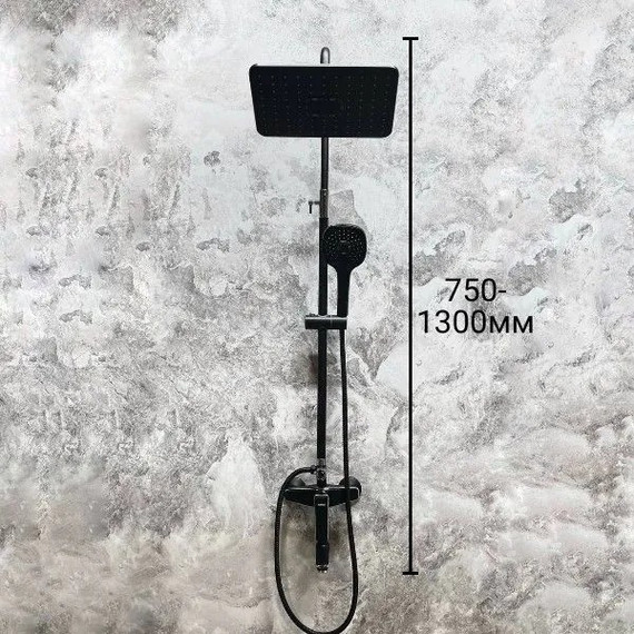 Душевой комплект Haiba: Душевая стойка HB24548-7 + смеситель для раковины HB10548-7, цвет чёрный/хром - фото 13