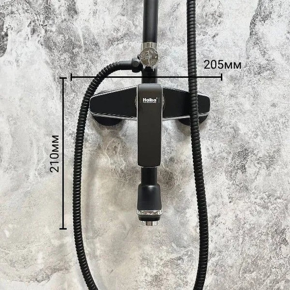 Душевой комплект Haiba: Душевая стойка HB24548-7 + смеситель для раковины HB10548-7, цвет чёрный/хром - фото 11