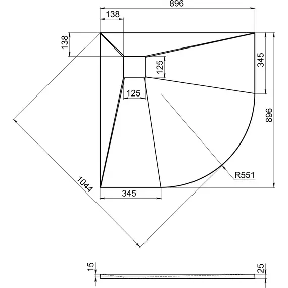 Каменный поддон Bas Essentia 90x90 см, графит (полукруглый) - фото, картинка 5 Каменный поддон Bas Essentia 90x90 см, графит (полукруглый) - фото 5