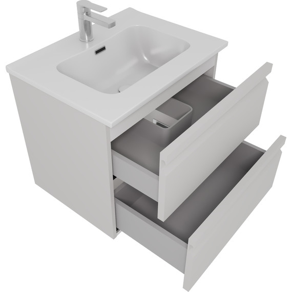 Тумба подвесная с раковиной Aquatek 60 см AQ77060-LG, серый туман - фото 2