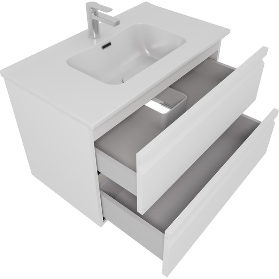 Тумба подвесная с раковиной-столешницей Aquatek 80 см AQ77080-MW, белый матовый - фото 2