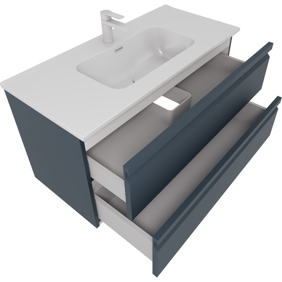Тумба подвесная с раковиной-столешницей Aquatek 100 см AQ77100-MG, серый матовый - фото 2